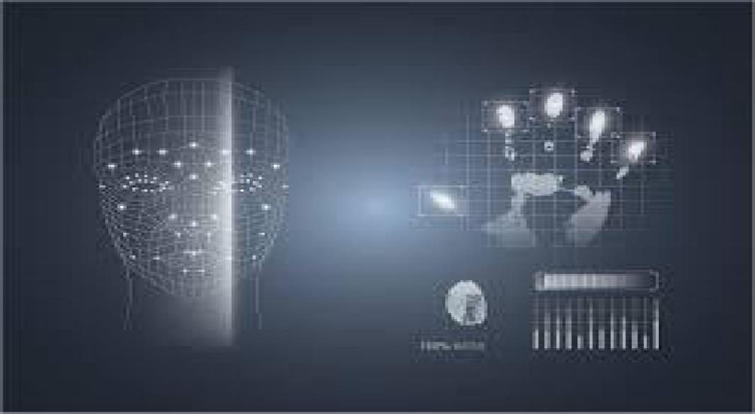 Close-up of a fingerprint scanner and face recognition system for digital security.