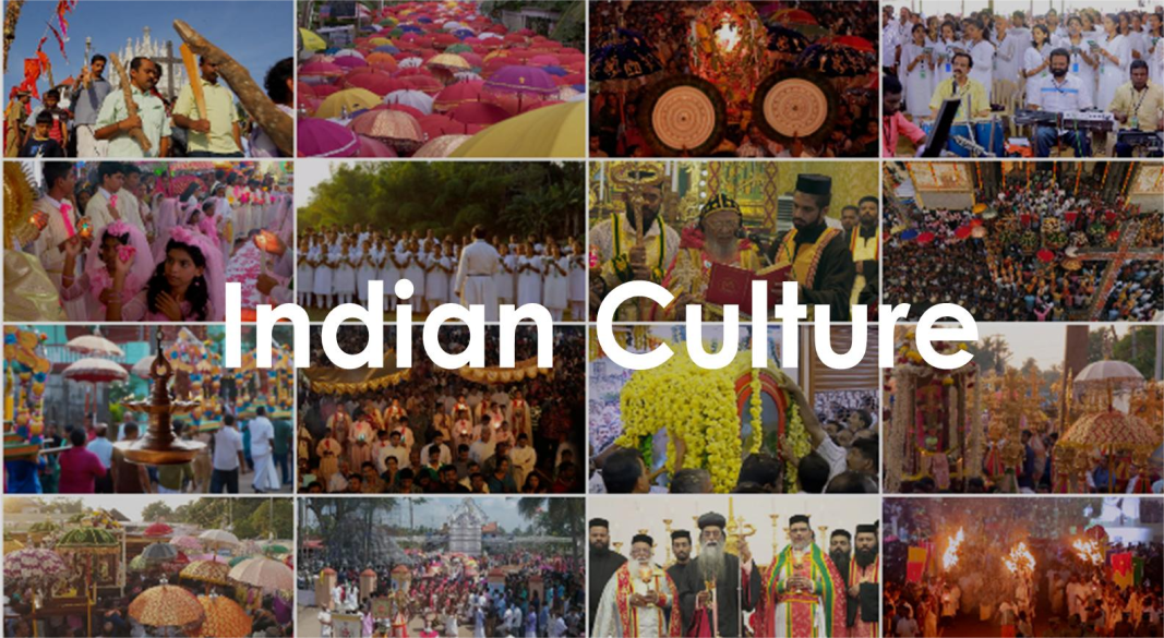 A collage of Indian festivals, traditional attire, and iconic landmarks