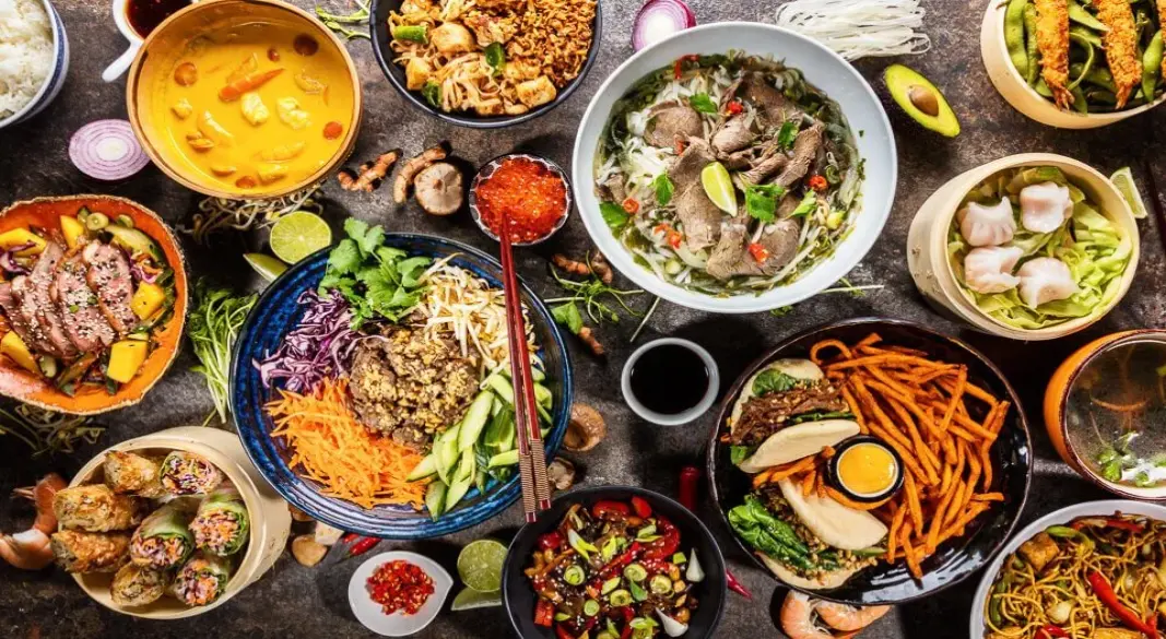 Local traditional dishes representing cultural heritage of a nation
