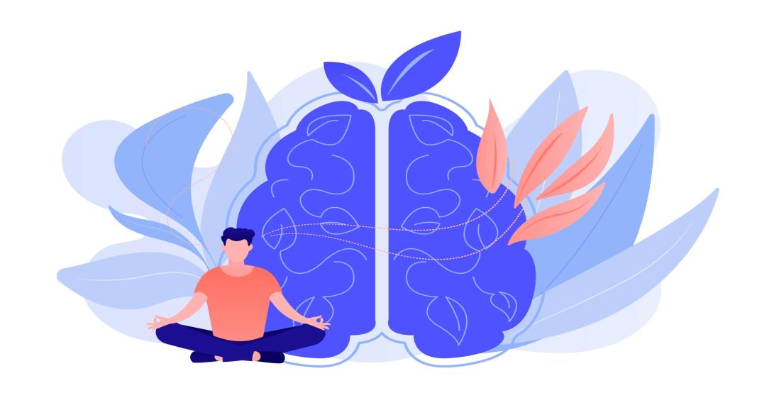 Person practicing mindfulness for mental health”