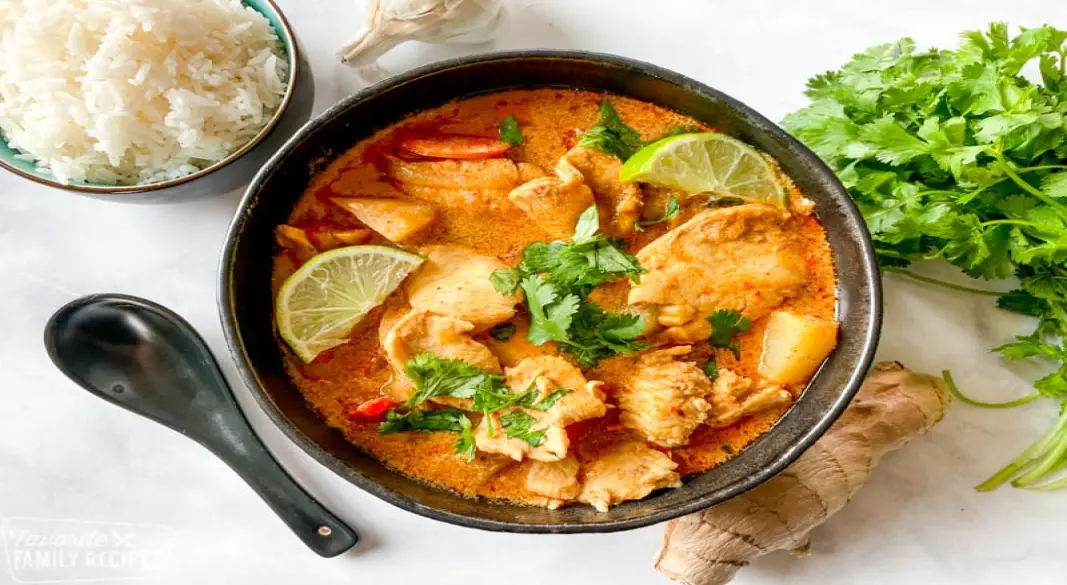 “Authentic Thai Vegan Red Curry with Jasmine Rice”