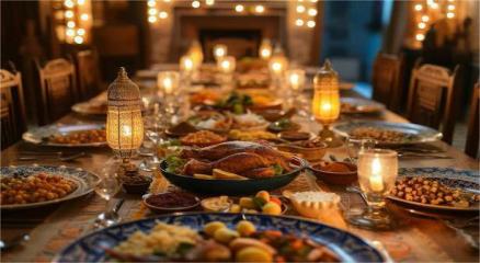 A large table filled with dishes from different world religions’ festivals