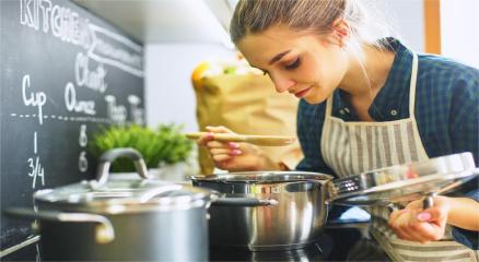 Freshly prepared homemade dishes on a wooden table