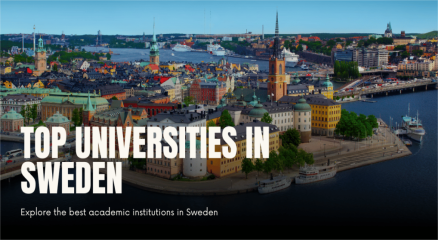 Historic Swedish university building surrounded by students from different countries