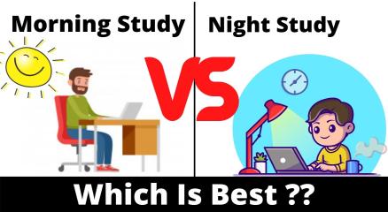 Student studying with books and laptop at different times of the day