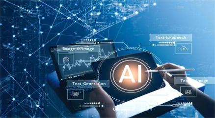 "Futuristic AI robot and digital innovation technology in"