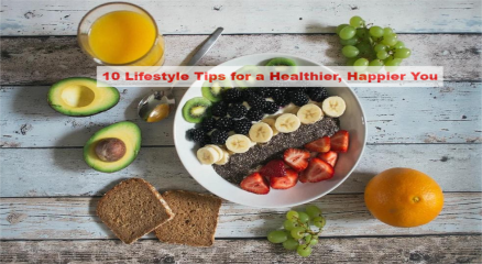 Healthy lifestyle with fruits, exercise, and mindfulness