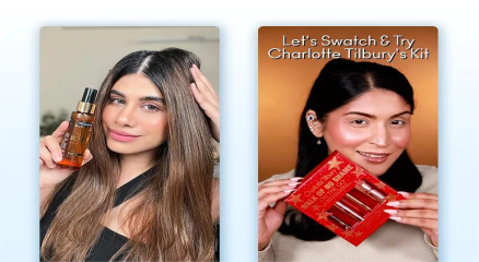 Social media influencer promoting a brand product to followers