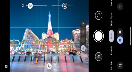 Close-up shot of a modern smartphone camera with AI photography features.